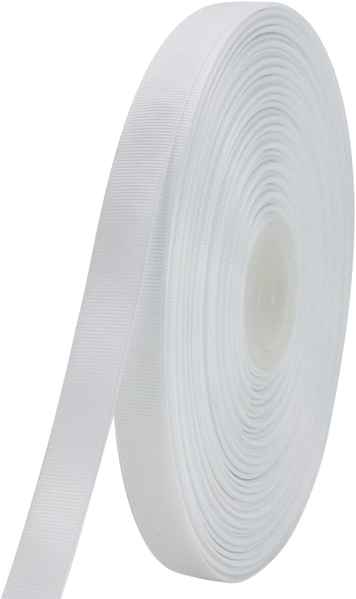Jesep One Roll 100 Yards 5/8" Soild Grosgrain Ribbon Boutique Gift Wrapping Package Ribbon, DIY Crafts Bow Hair Headband Accessories Assorted Ribbon #29(5/8" 15mm, White)