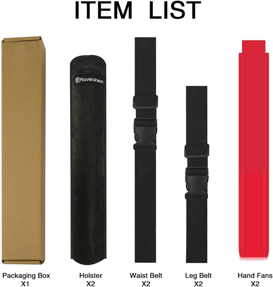 13" Large Folding Rave Fan with Holster, Clack Hand Fans Foldable for Line Dancing, Boots On The Ground Fan for Women Men Festival EDM Party Decoration, Red 2 Pack