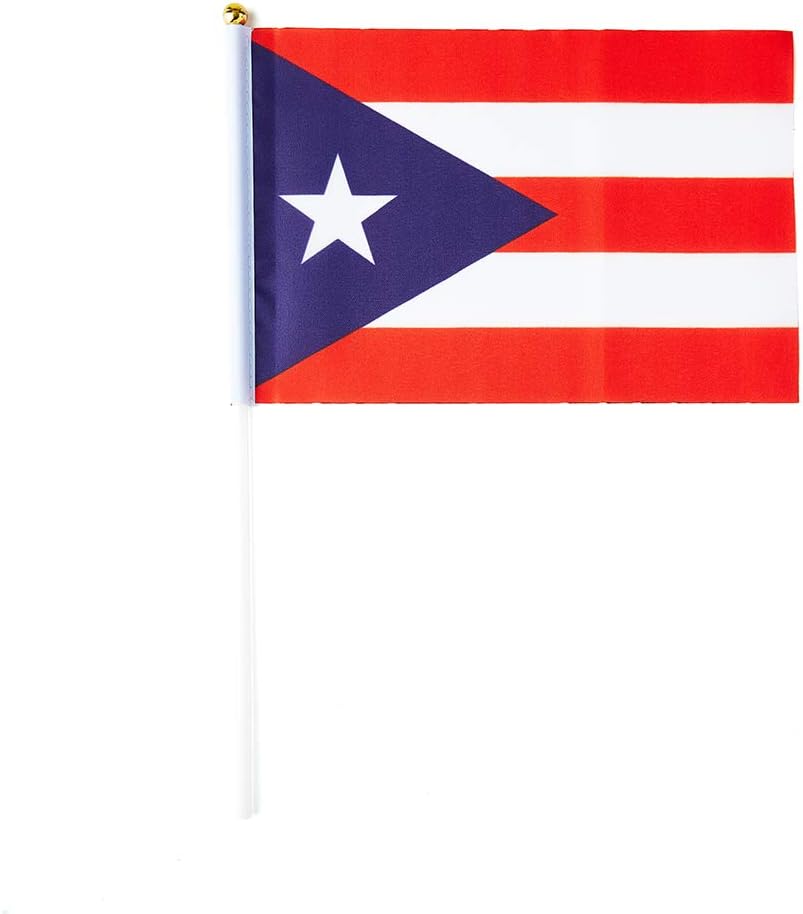 Puerto Rico Flag Puerto Rican Flag, Small Mini Handheld Puerto Rico Flags on Stick, Ideal for Party Parades Sports Events Patriotic Festival Decorations