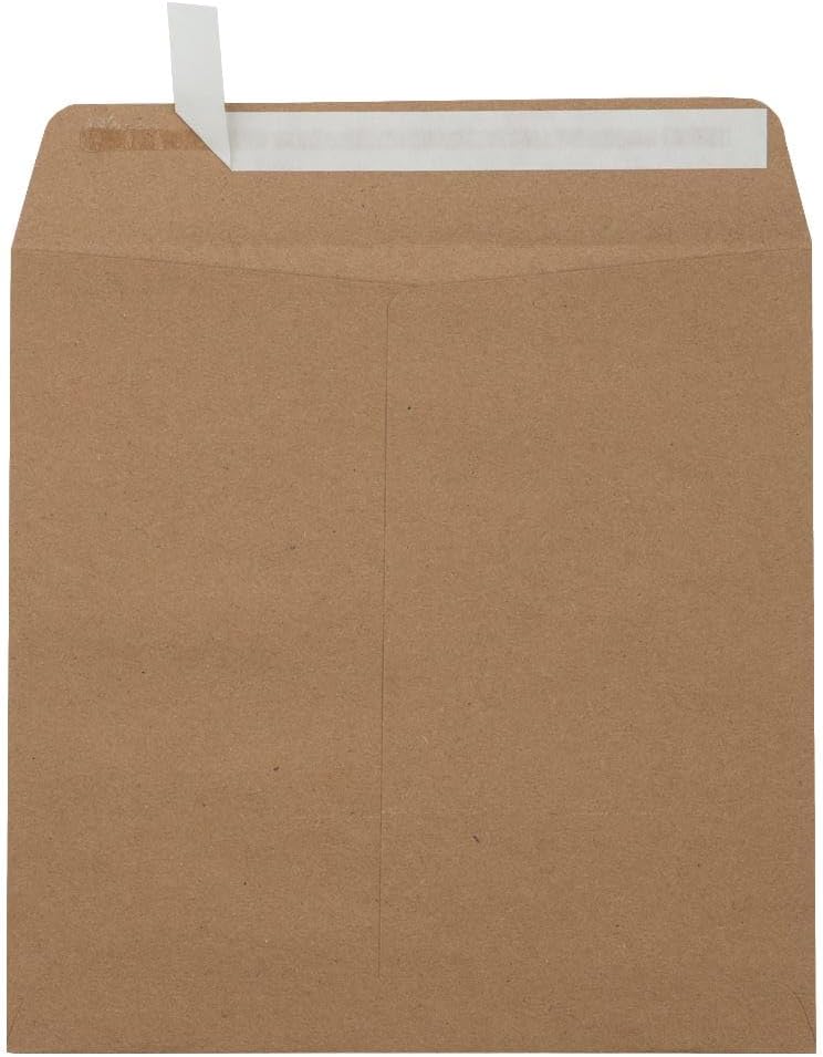 LUXPaper Square Invitation Envelopes | Peel & Press | 8" x 8" | Grocery Bag Brown | 70lb. Text | 50 Qty