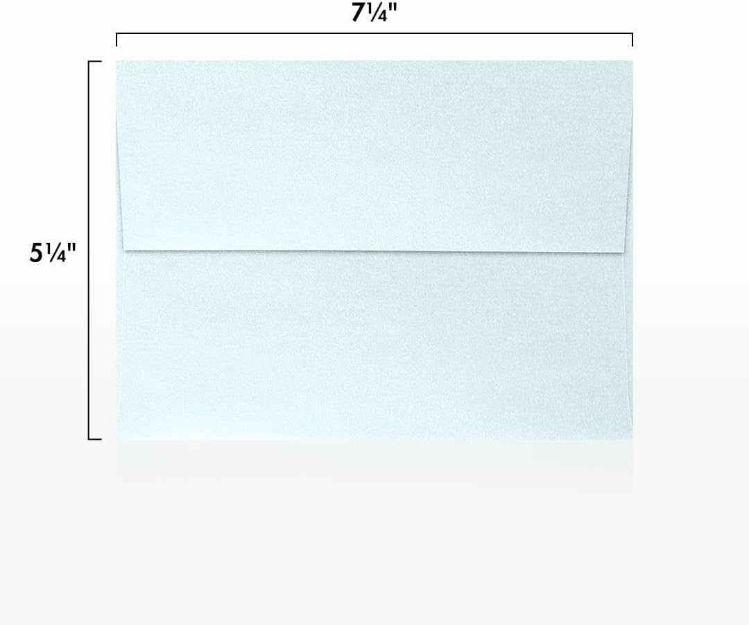 LUXPaper A7 Invitation Envelopes | Peel & Press | 5 1/4" x 7 1/4" | Aquamarine Metallic | 80lb. Text | 250 Qty