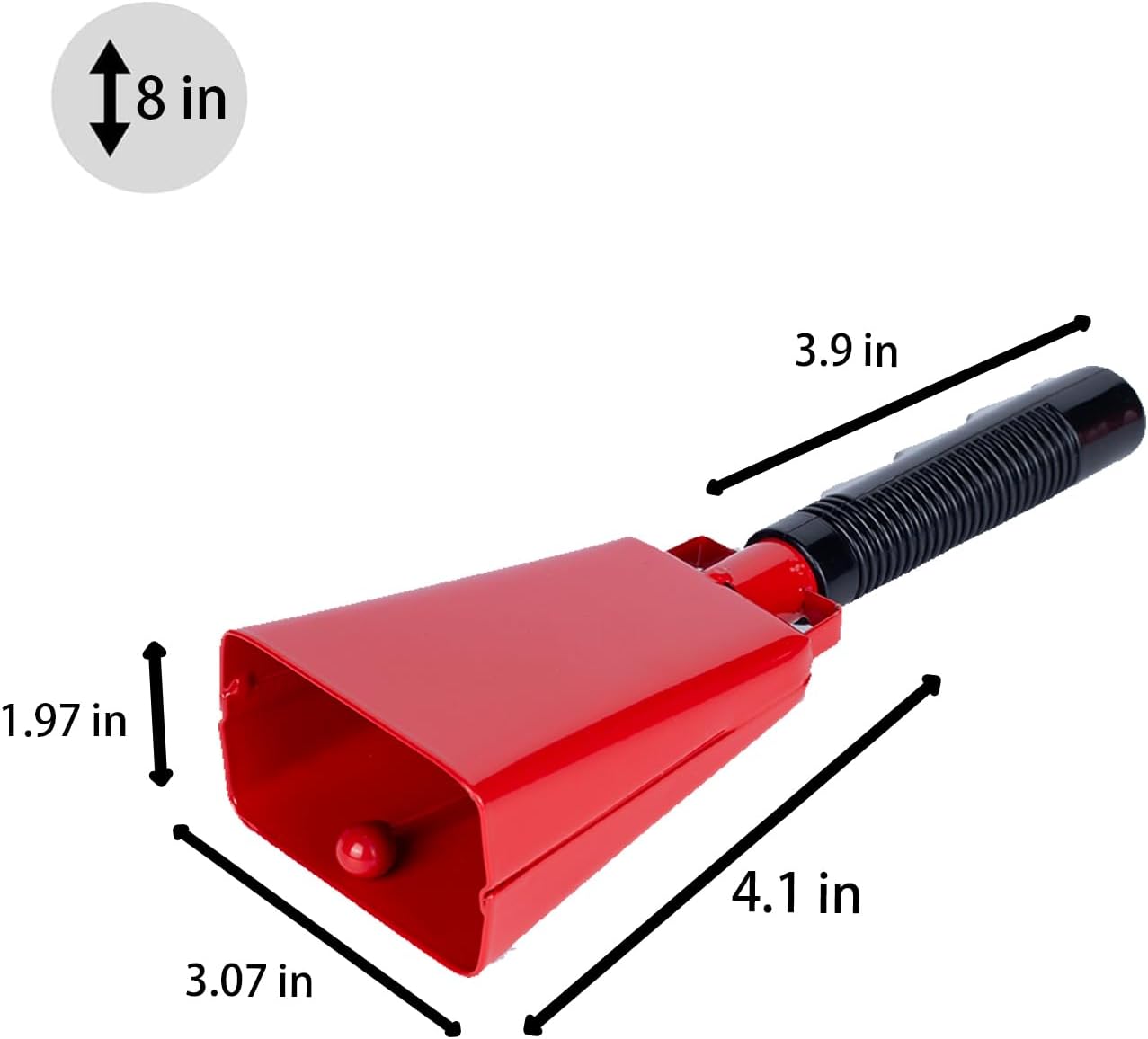 Steel Cowbell with Handle 8 Inch Cow Bells Noise Makers, 2 Pack Large Cowbells for Sporting Events, Hand Percussion Cowbells Cheering Bell for Football Game Party Concert Graduation School (Red)