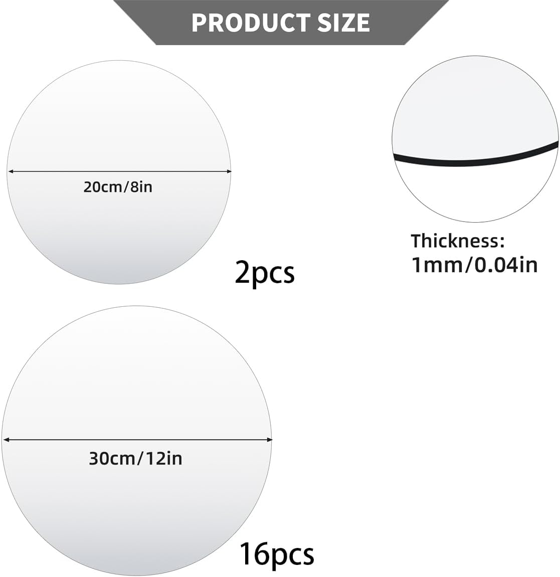 18 Pack Round Mirror Trays, Non Glass Acrylic Round Mirror Centerpieces for Wedding Tables Candle Plate Circle Mirrors Wall Mirror Tiles for Centerpieces Crafts Christmas Decorations (12inch,8inch)