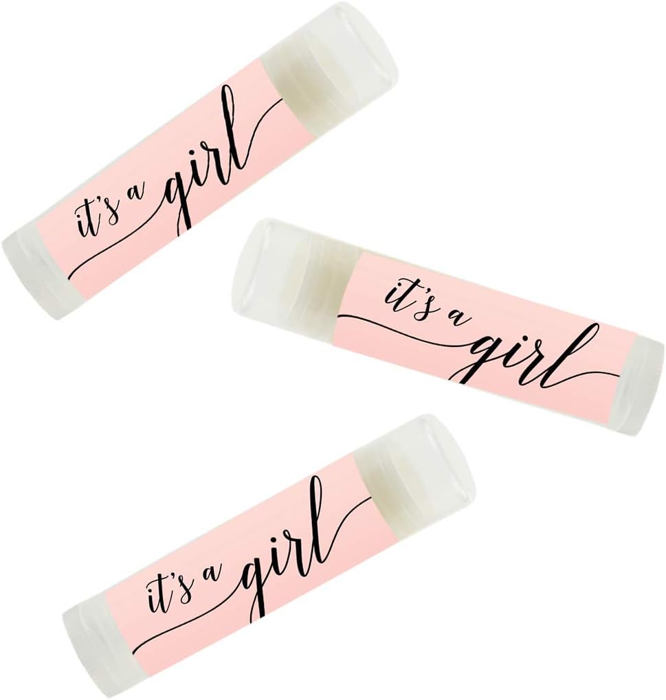 Andaz Press Blush Pink Rose Elegant Party Baby Shower, Lip Balm Chapstick Favors, It'S A Girl!, 12-Pack, Baby Shower Sip And See Baby Shower Lip Balm Baby Shower Favors For Girls Its A Girl Chapstick