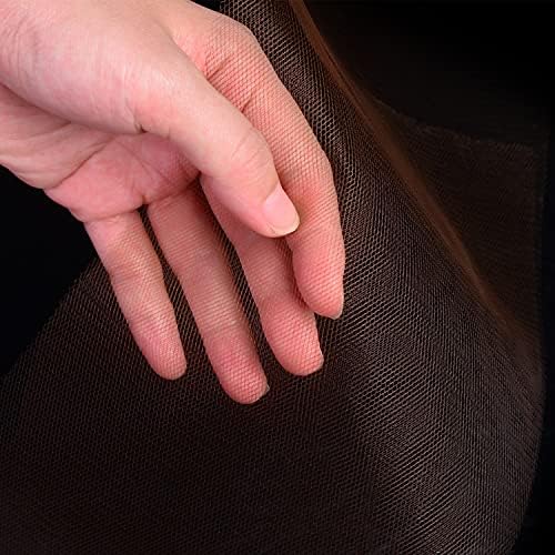 Tulle Rolls 6” by 100 Yards (300 feet) Tulle Roll Spool Fabric for DIY Tutu Skirts Wedding Baby Shower Crafts Decorations Party Supplies (Brown)