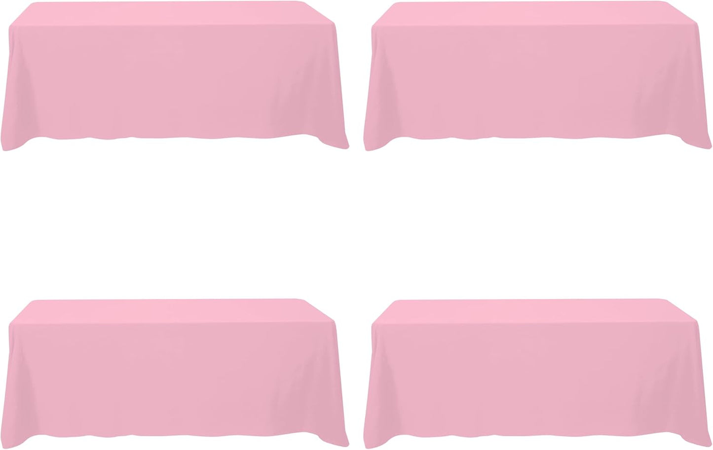 BRILLMAX 4 Pack Pink Tablecloths for 8 Foot Rectangle Tables 90 x 156 Inch - 8ft Rectangular Bulk Linen Polyester Fabric Washable Cloth Cover for Wedding Reception Banquet Birthday Party