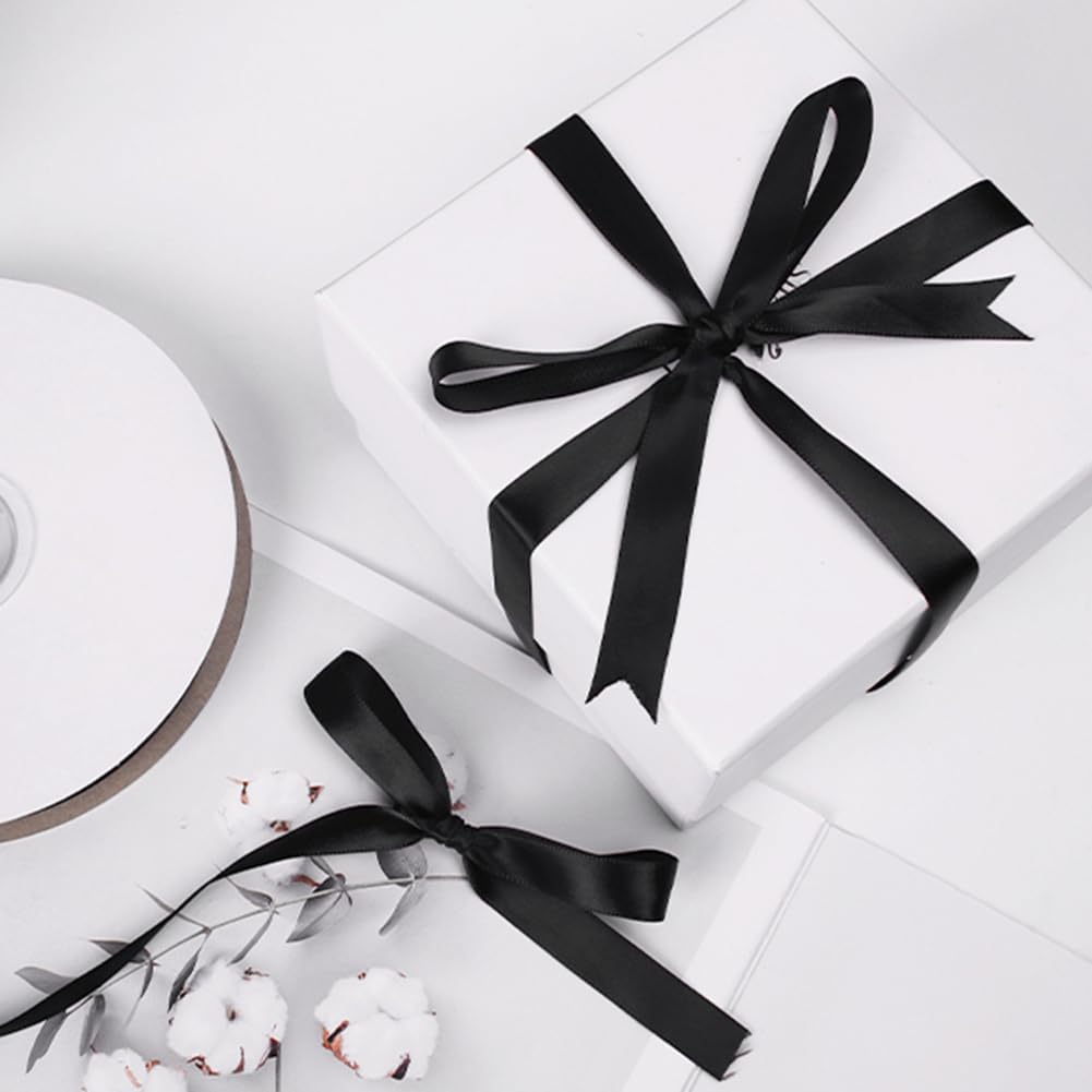 Black Satin Ribbon Double Faced Satin 1/2 inch x 55 Yards Polyester Ribbon for Gift Wrapping Crafts Wedding Decoration Bows Ornaments Party Bouquet Floral Arrangement