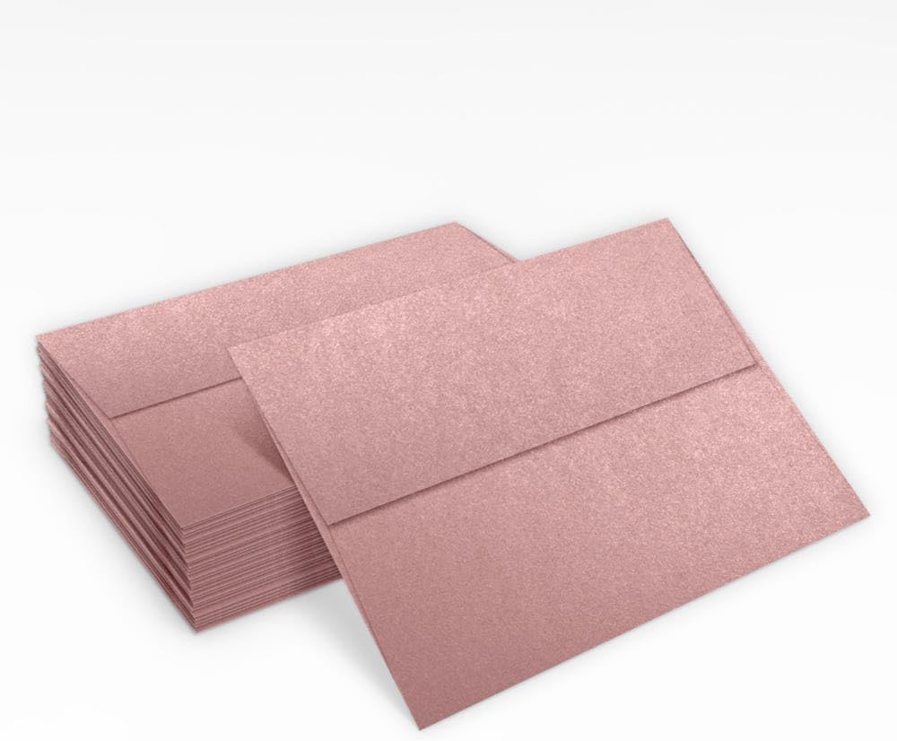 LUXPaper A7 Invitation Envelopes | Peel & Press | 5 1/4" x 7 1/4" | Misty Rose Metallic - Sirio Pearl | 84lb. Text | 500 Qty