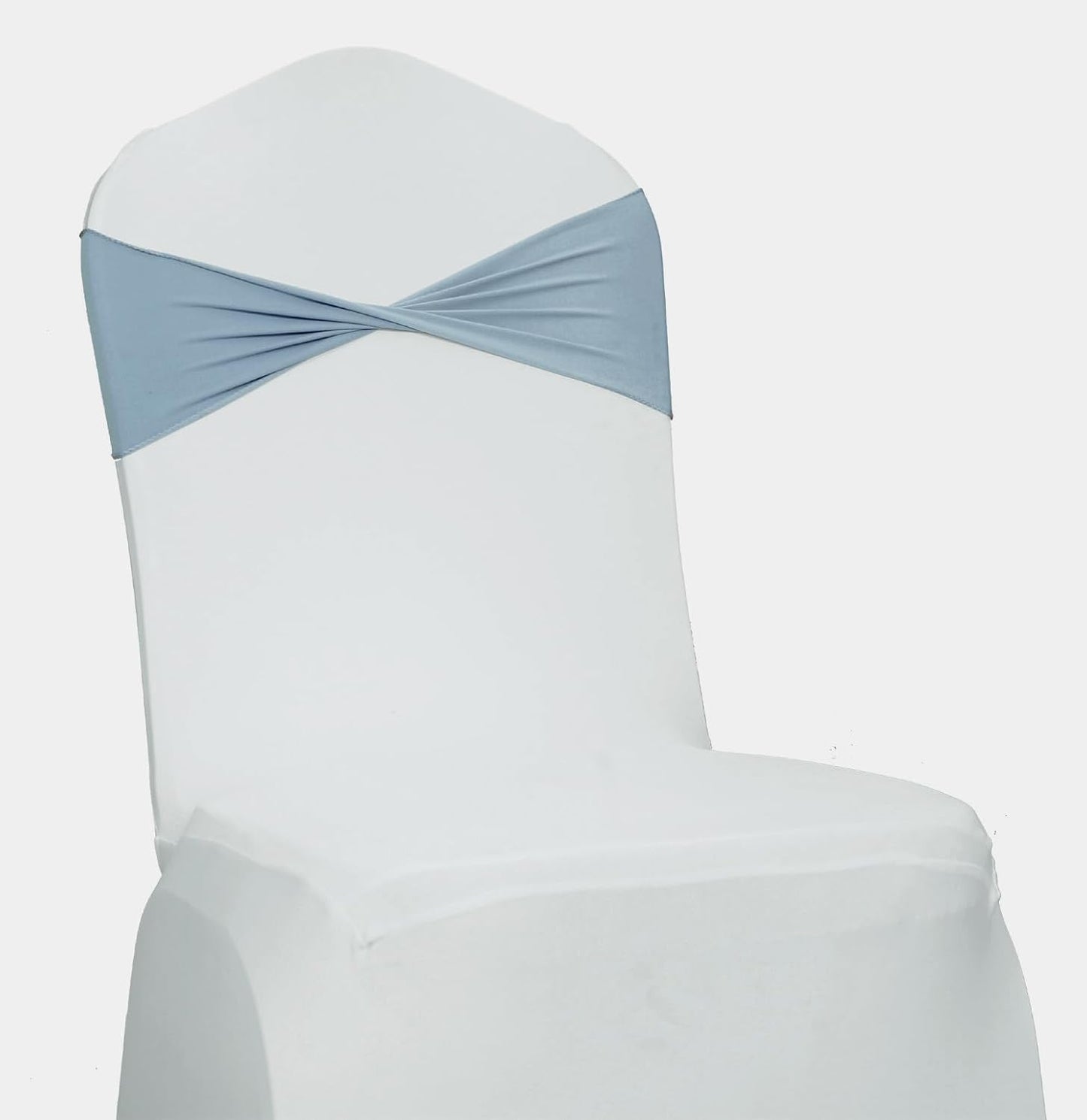 VDS Pack of 100 PCS | Dusty Blue | Spandex Chair Sashes Bows Without Buckle | Stretch Elastic Banquet Universal Folding Chair Band Tie with for Wedding Party Conference Celebration Event Decoration