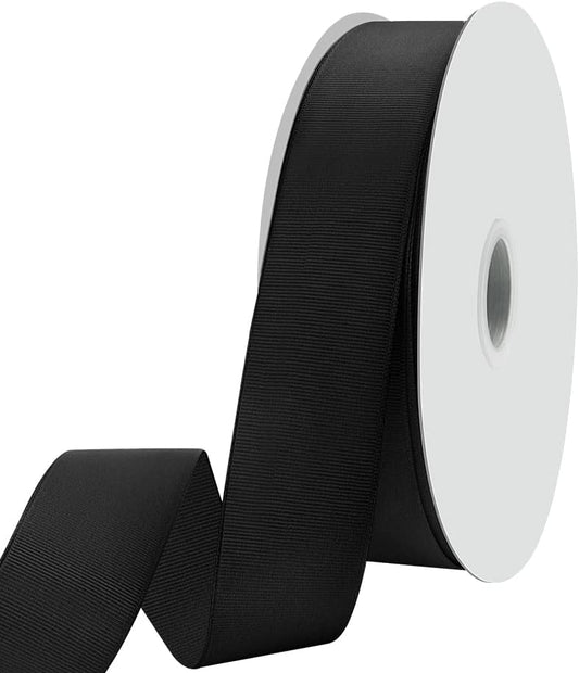 1-1/2" X 100 Yards Black Grosgrain Ribbon, Premium Grosgrain Ribbon for Sewing, Gift Wrapping, Bow Making, Wedding Decor, Wrapping and More (Black)