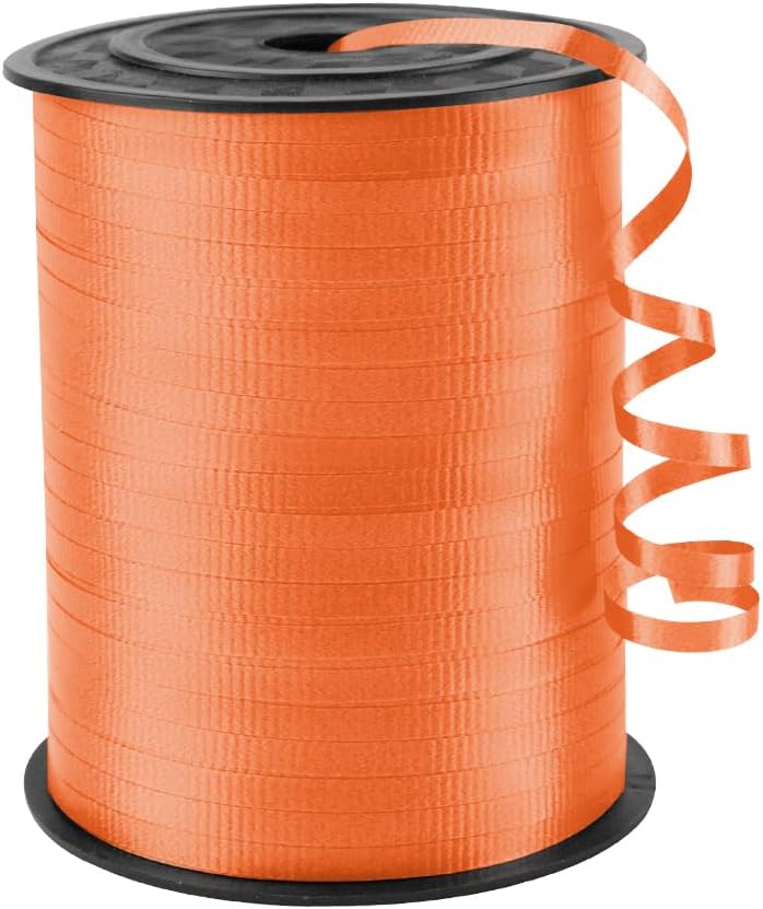 KMER LIFE Orange Crimped Curling Ribbon, 1/5" Wide x 500 Yards Christmas Curling Ribbons for Gift Wrapping, Party Decoration, Balloon String, Crafting, Balloon Ribbons for Florist Flower (1 Roll)