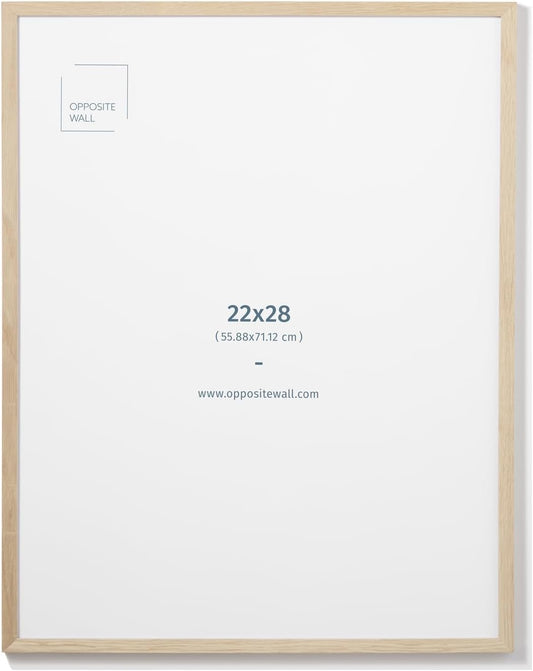 Opposite Wall - 22x28 in - Natural Solid Oak Wood Picture Frame - Lightweight, Versatile & Shatterproof - Wall Hanging Poster or Photo Frame - Wall Decor for Office, Gallery & Home