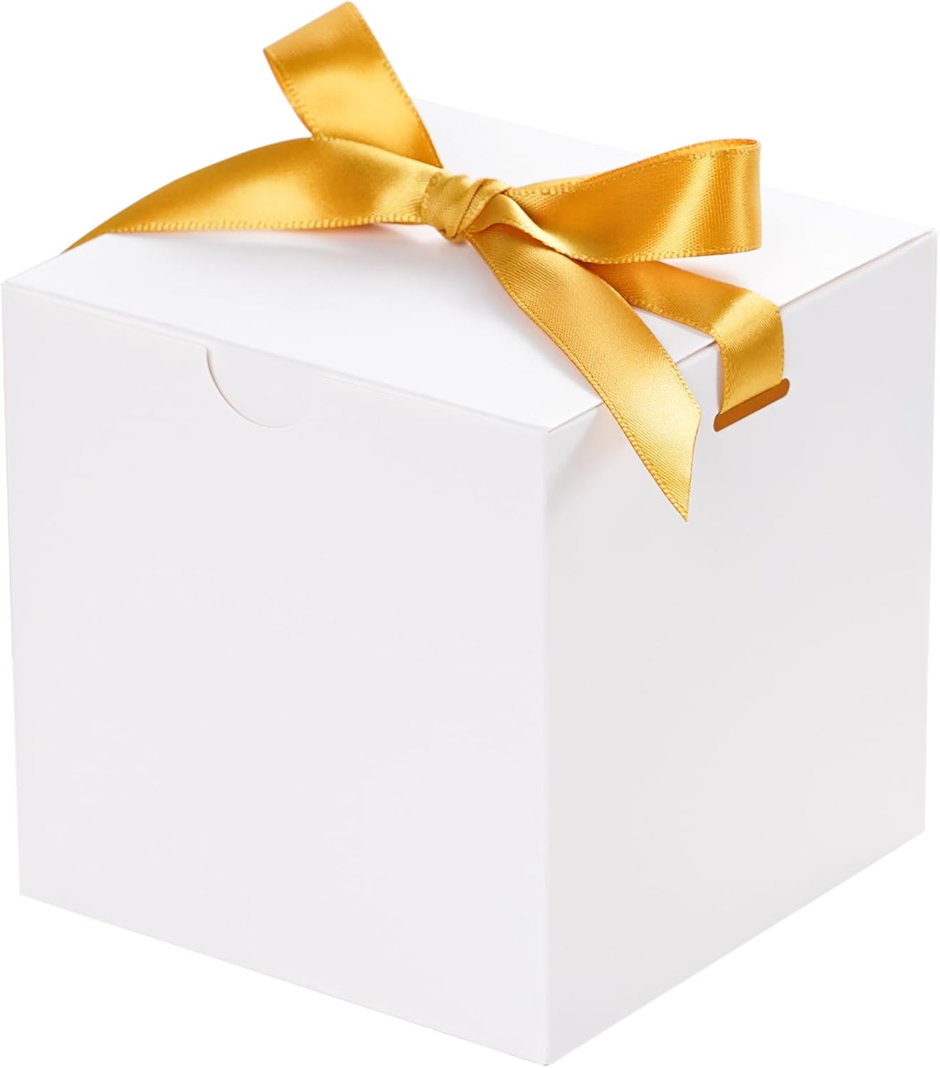 UnicoPak 50 Pack 4x4x4 White Gift Boxes, Elegant Small Gift Boxes with Lids for Birthday Wedding Holiday Christmas, Gift Box for Ornaments Treats Candle Mug Crafting