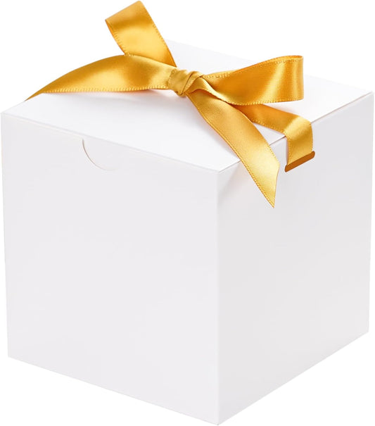 UnicoPak 50 Pack 4x4x4 White Gift Boxes, Elegant Small Gift Boxes with Lids for Birthday Wedding Holiday Christmas, Gift Box for Ornaments Treats Candle Mug Crafting