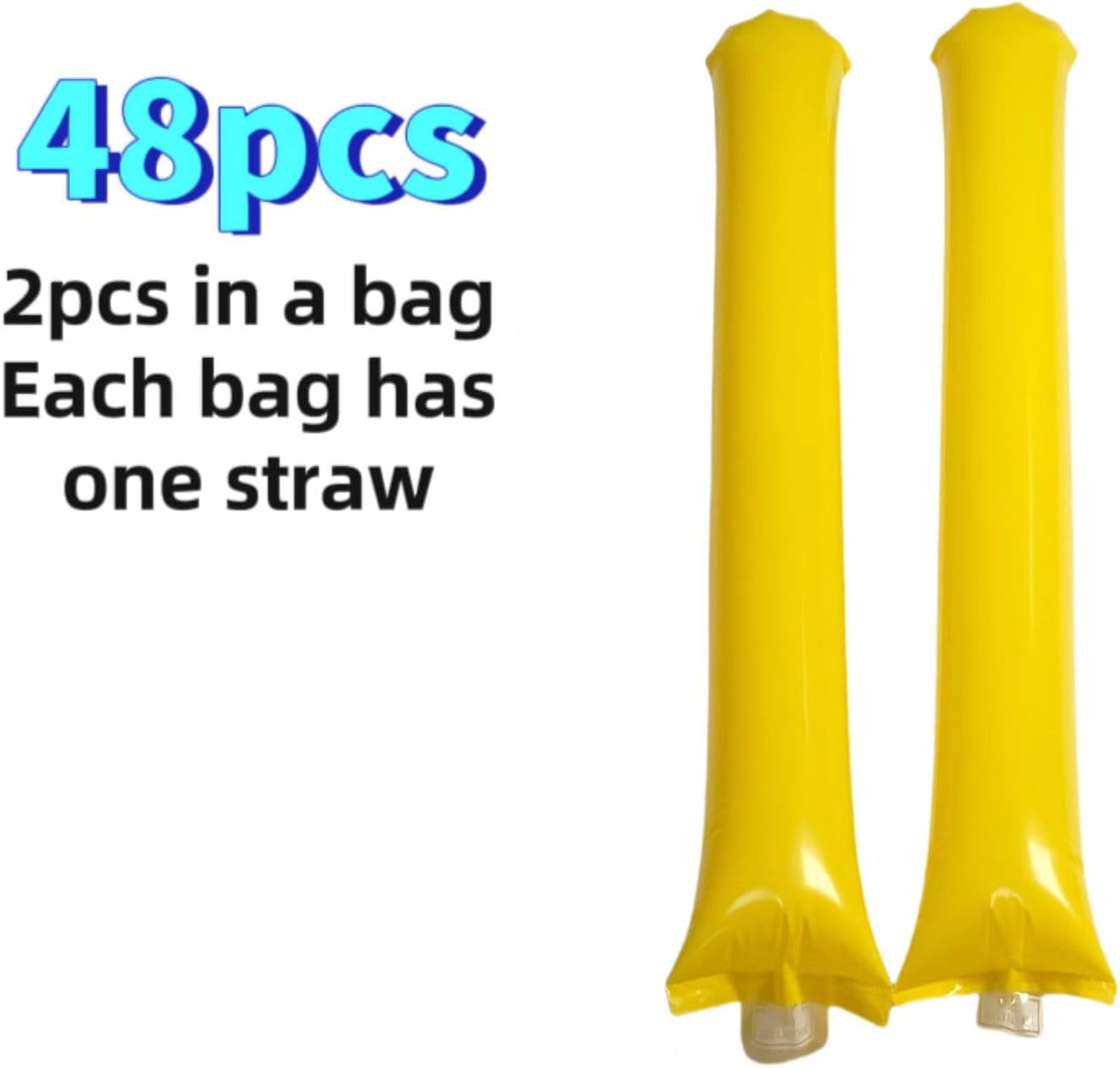 48pcs Round Head Boom Sticks Thunder Sticks Cheering Sticks Team Spirit Plastic Cheerleading Spirit Stick Clapper Inflatable Noise Maker Sports Supply (Yellow)