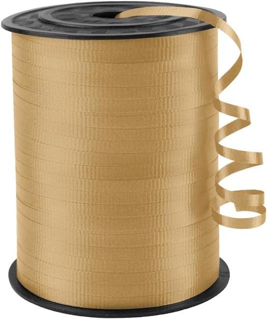 KMER LIFE Golden Crimped Curling Ribbon, 1/5" Wide x 500 Yards Christmas Curling Ribbons for Gift Wrapping, Party Decoration, Balloon String, Crafting, Balloon Ribbons for Florist Flower (1 Roll)
