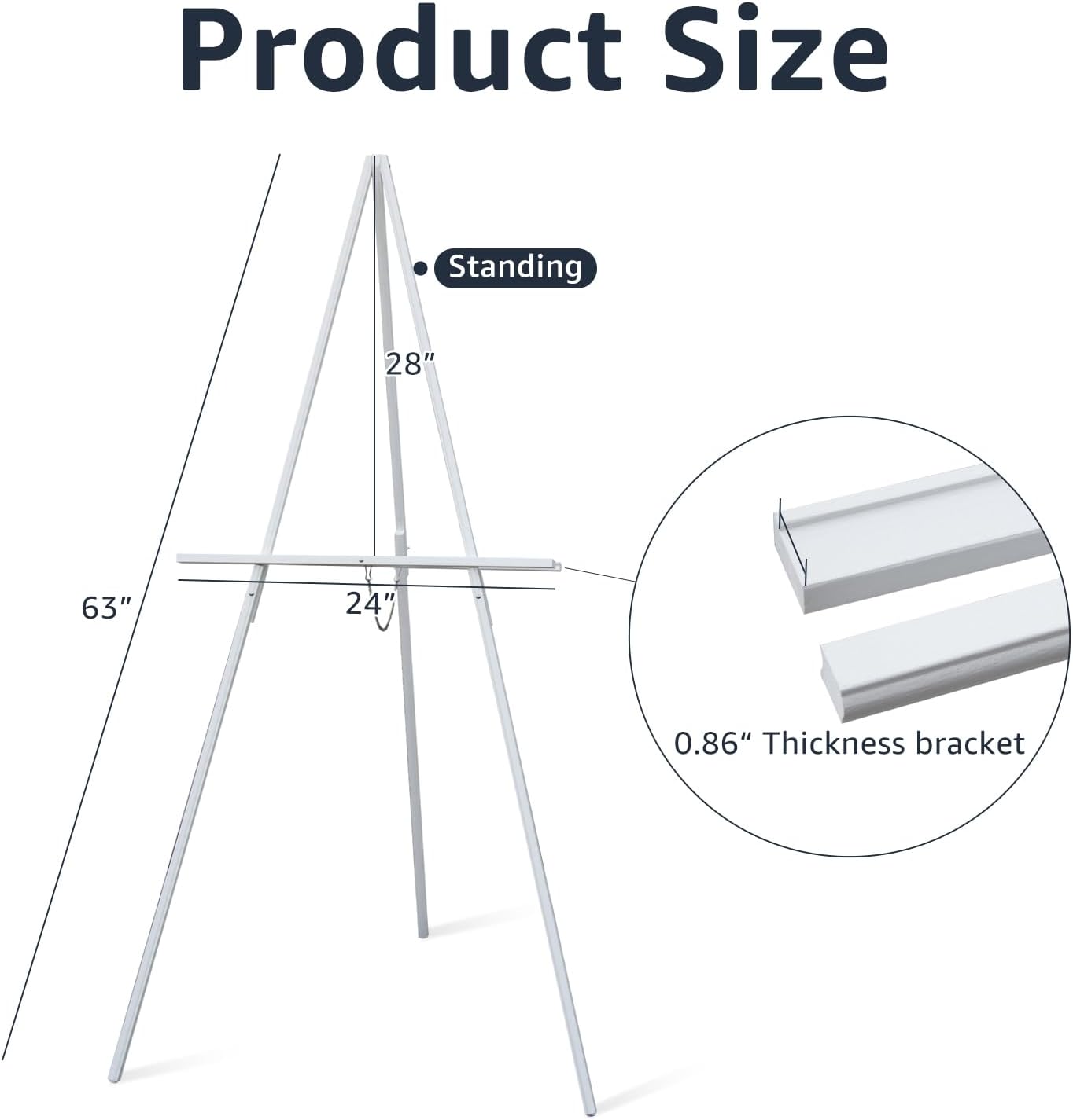 NianFeng Wooden Easel Stand for Sign, Easel Display Stand Floor for Wedding Sign with Adjustable Tray, 63-Inch, Tripod A-Frame Poster Light Duty, Welcome, Art Show & Baby Shower (White)