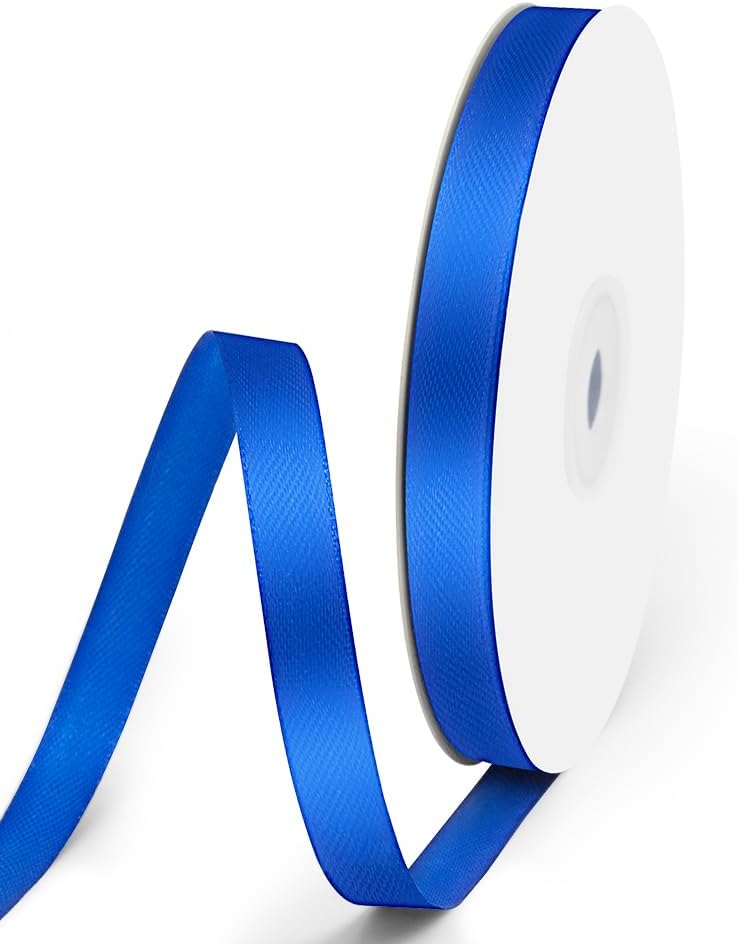 3/8" x 50 Yards Satin Ribbon - Royal Blue Silk Ribbon with Spool - Ideal for Gift Wrapping, Floral Bouquets, Crafts, Wedding Party Decorations, Christmas and Sewing Projects