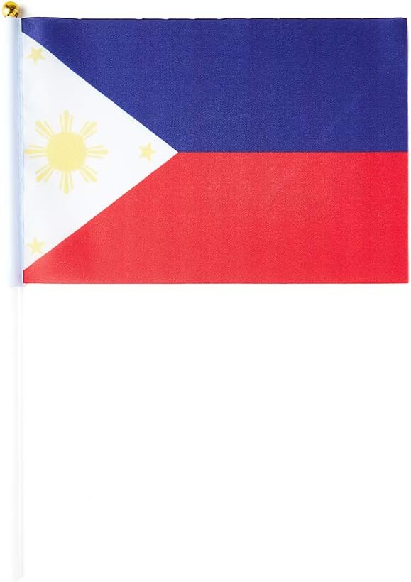 Philippines Flag Filipino Flag, Small Mini Handheld Philippines Flags on Stick, Ideal for Party Parades Sports Events Patriotic Festival Decorations