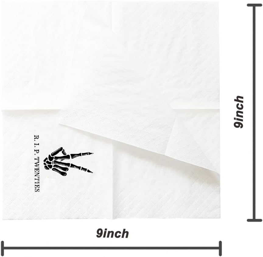 SharkBliss RIP Twenties Cocktail Napkins, 200 Count RIP Twenties Death to My 20s 30th Birthday Paper Napkins for Party Decorations | 2-Ply, 5x5"
