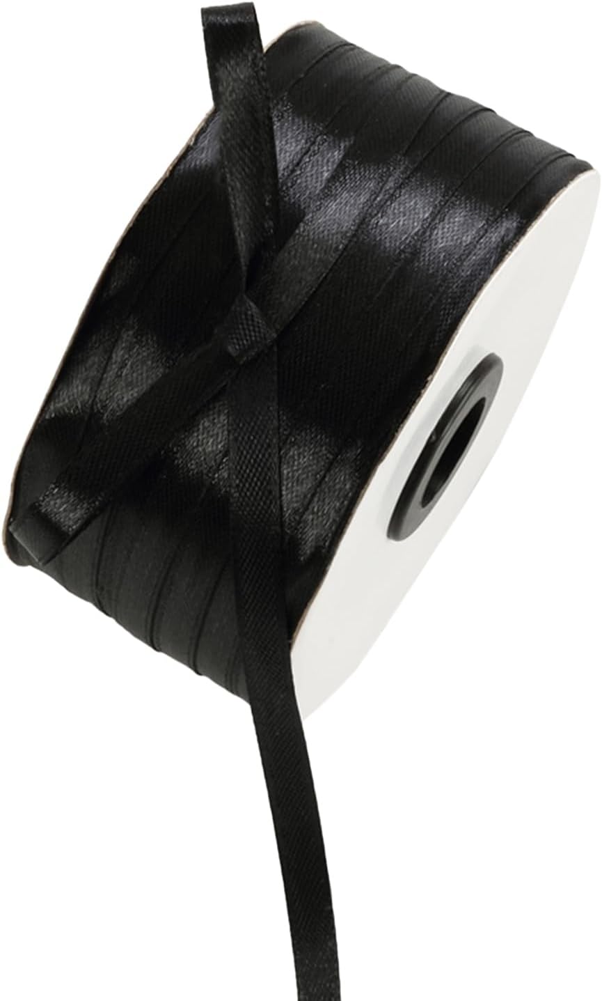1/4 Inch Black Satin Ribbon 230 Yards Bulk Fabric Ribbons for Gift Wrapping, Scrapbooking, Crafts and DIY Projects, Wedding, Event Decor
