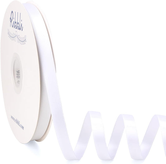 Ribbli White Satin Ribbon Double Faced Satin 1/2 Inch x Continuous 100 Yards-White Ribbon for Gift Wrapping Crafts Wedding Decoration Bows Bouquet Floral Arrangement