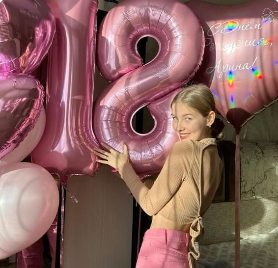 Helium Foil Pearlescent Pink Number 8 Balloon 40 Inch, Mylar Eight Numbers 8 18 28 38 48 58 80 88 Birthday Balloons, Pearl Pink Women Men Anniversary Graduations Party Supplies