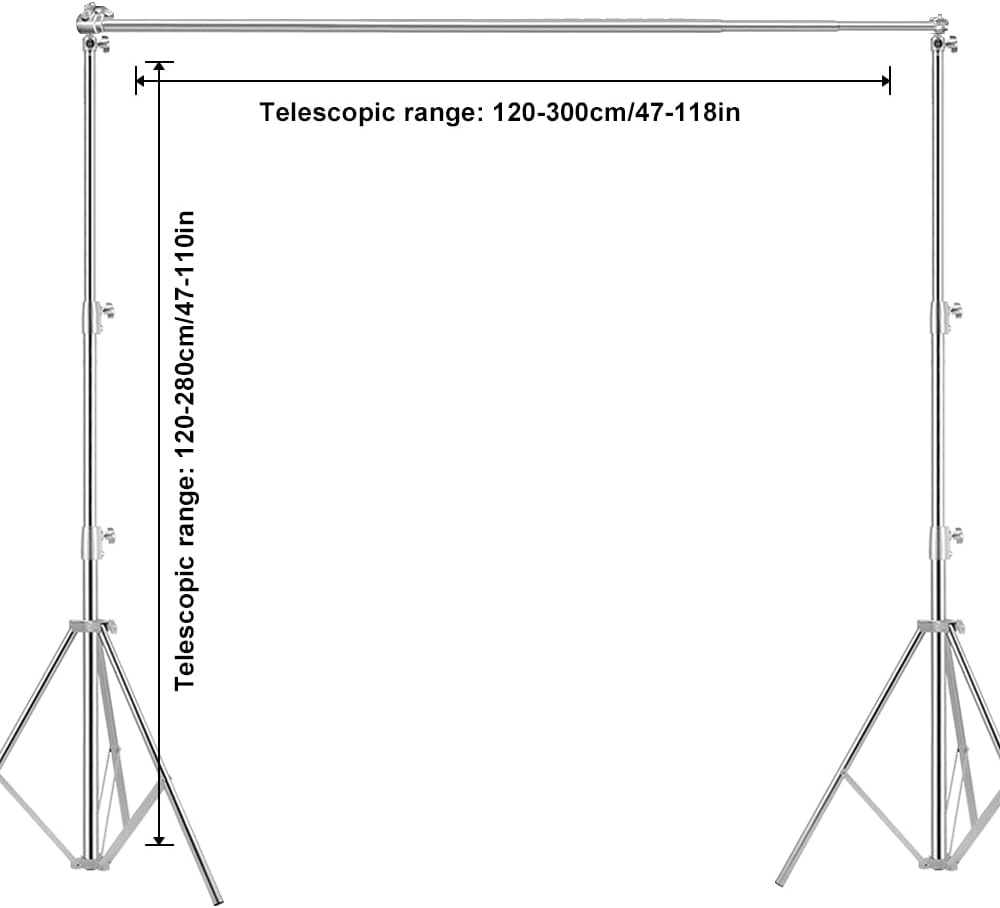 Photo Video Studio Backdrop Stand, 9.19ft Stainless Steel Backdrop Support System Background Stand with Carry Bag for Portrait & Studio Photography