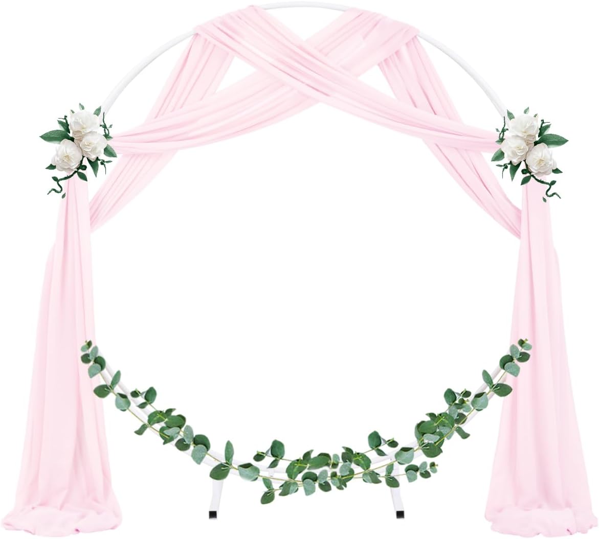 Socomi Wedding Arch Draping Fabric 1 Panel 29" x 19Ft Blush Pink Sheer Chiffon Curtain Drapes 6 Yards for Wedding Ceremony Birthday Party Decoration
