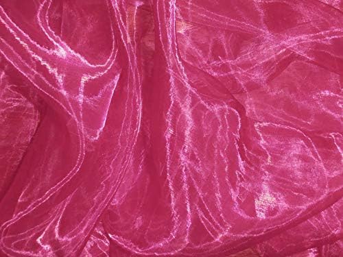 VDS Magenta Organza Fabric, 35 Yards Continuous, 45” Wide, Wedding Party Decoration Iridescent Crystal Sheer Shiny Organza Tulle Bridal Dress DIY Crafts Costume Sewing Backdrop Arch Cloth