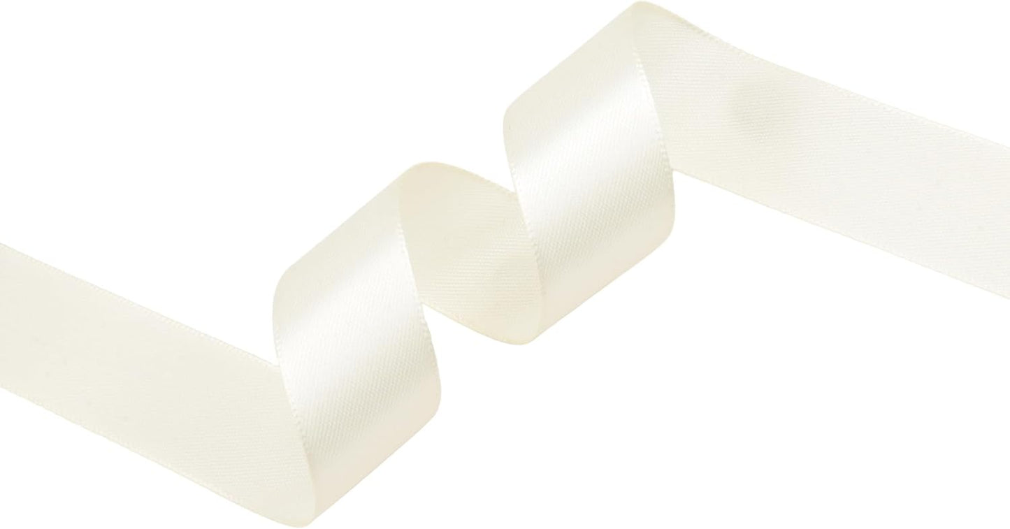 Beige Satin Ribbon 1 inch X Continuous 25 Yards, Single Face Polyester Ribbon Perfect for Gift Wrapping, Flower Bouquet, Wedding Decor, Crafts, Bow Making, Sewing and More