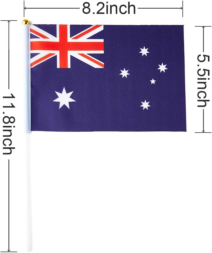 Australia Flag Australian Flag, Small Mini Handheld Australia Flags on Stick, Ideal for Party Parades Sports Events Patriotic Festival Decorations