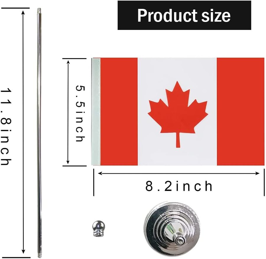 Canada Flag Canadian Flags, Small Mini Canadian Desk Flag, Used for Table Office Classroom Home Patriotic Events Decorations
