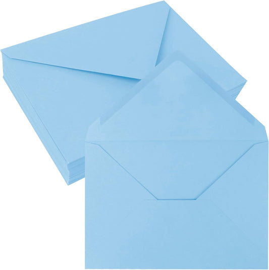 50 Pack 5x7 Envelopes Letter Size, Blue A7 Envelopes Self Seal for Wedding Invitation, Envelope 5.4x7.6 for Greeting Cards, Photos, Baby Shower, Graduation, Thank You Cards, Announcements