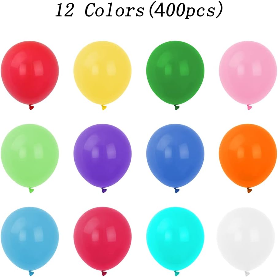 400 Pack Rainbow Balloons 12 Inch Assorted Colors Latex Multicolor Balloon 12 Kinds Colorful Bulk Balloons for Birthday Wedding Baby Shower Anniversaries Store Party Decorations