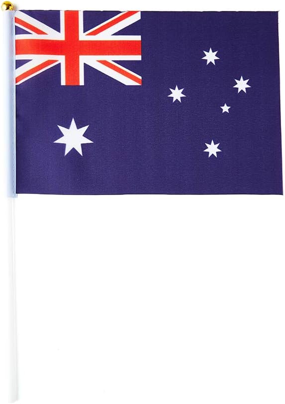 Australia Flag Australian Flag, Small Mini Handheld Australia Flags on Stick, Ideal for Party Parades Sports Events Patriotic Festival Decorations