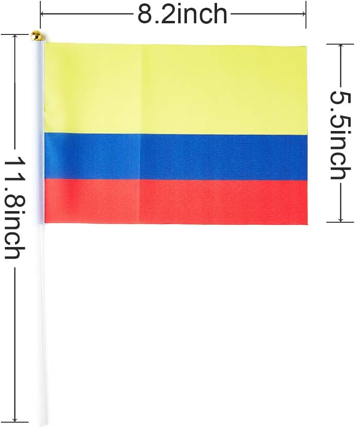 Colombia Flag Colombian Flag, Small Mini Handheld Colombia Flags on Stick, Ideal for Party Parades Sports Events Patriotic Festival Decorations