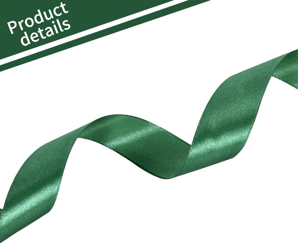 TONIFUL 1 Inch x 100yds Christmas Green Satin Ribbon, Thin Solid Color Satin Ribbon for Gift Wrapping, Crafts, Hair Bows Making, Wedding Party Decoration, Invitation Cards, Floral Bouquets, Christmas