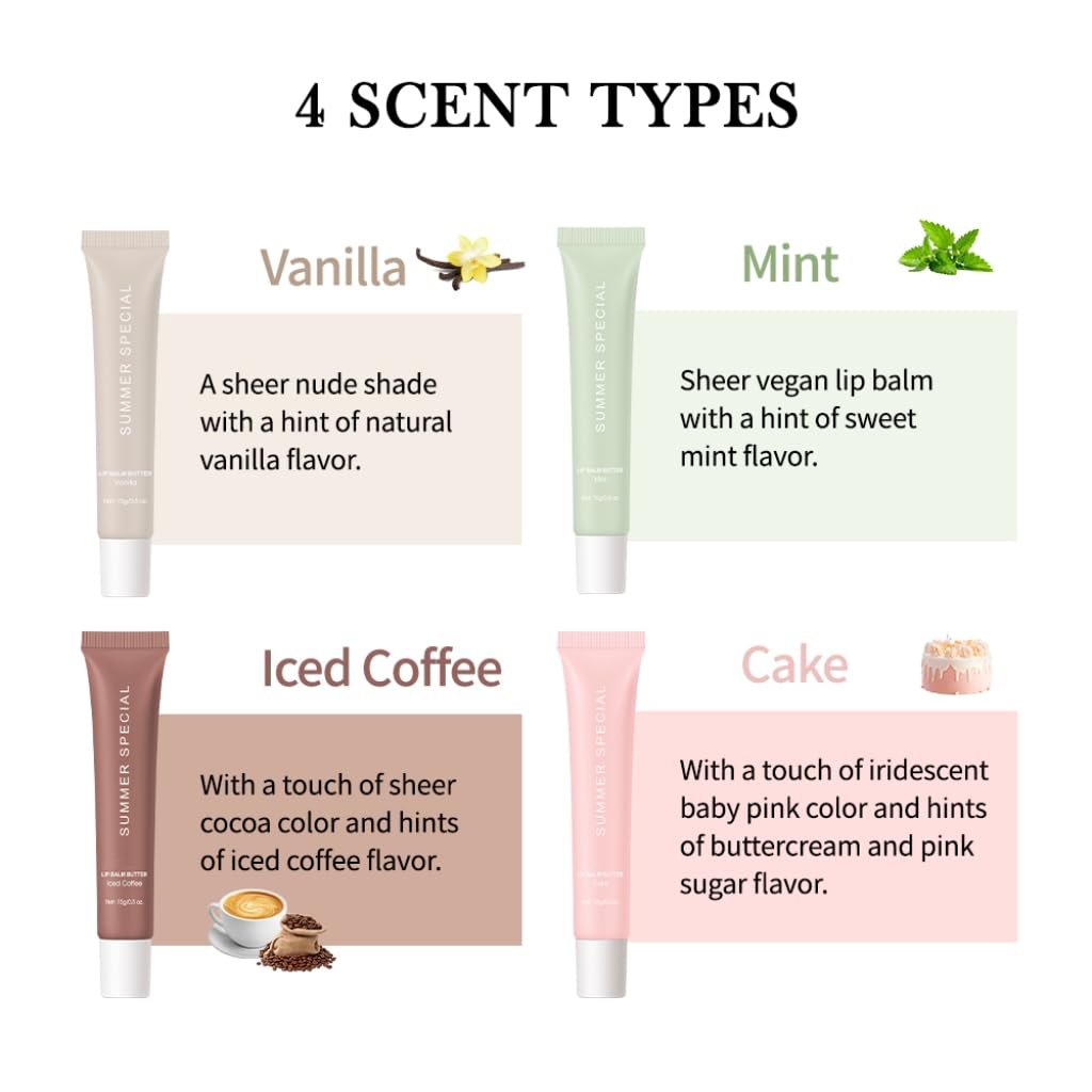 Summer Hydrating Lip Butter Balm Set - Ultra-Nourishing with Shea & Olive Butter，Soothes & Repairs Dry Lips, Non-Sticky Long-Lasting Moisture(Cake,Pack of 2)