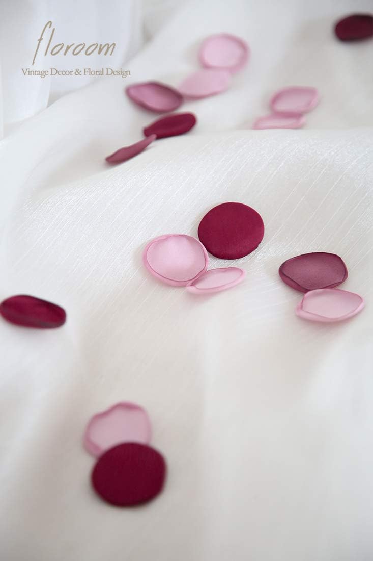 Floroom 500pcs Rose Petals Burgundy Maroon Mauve Faux Silk Flower Petals for Wedding Flower Girl Basket Aisle Scatter Table Centerpieces Party Confetti Bridal Shower Romantic Night Decoration