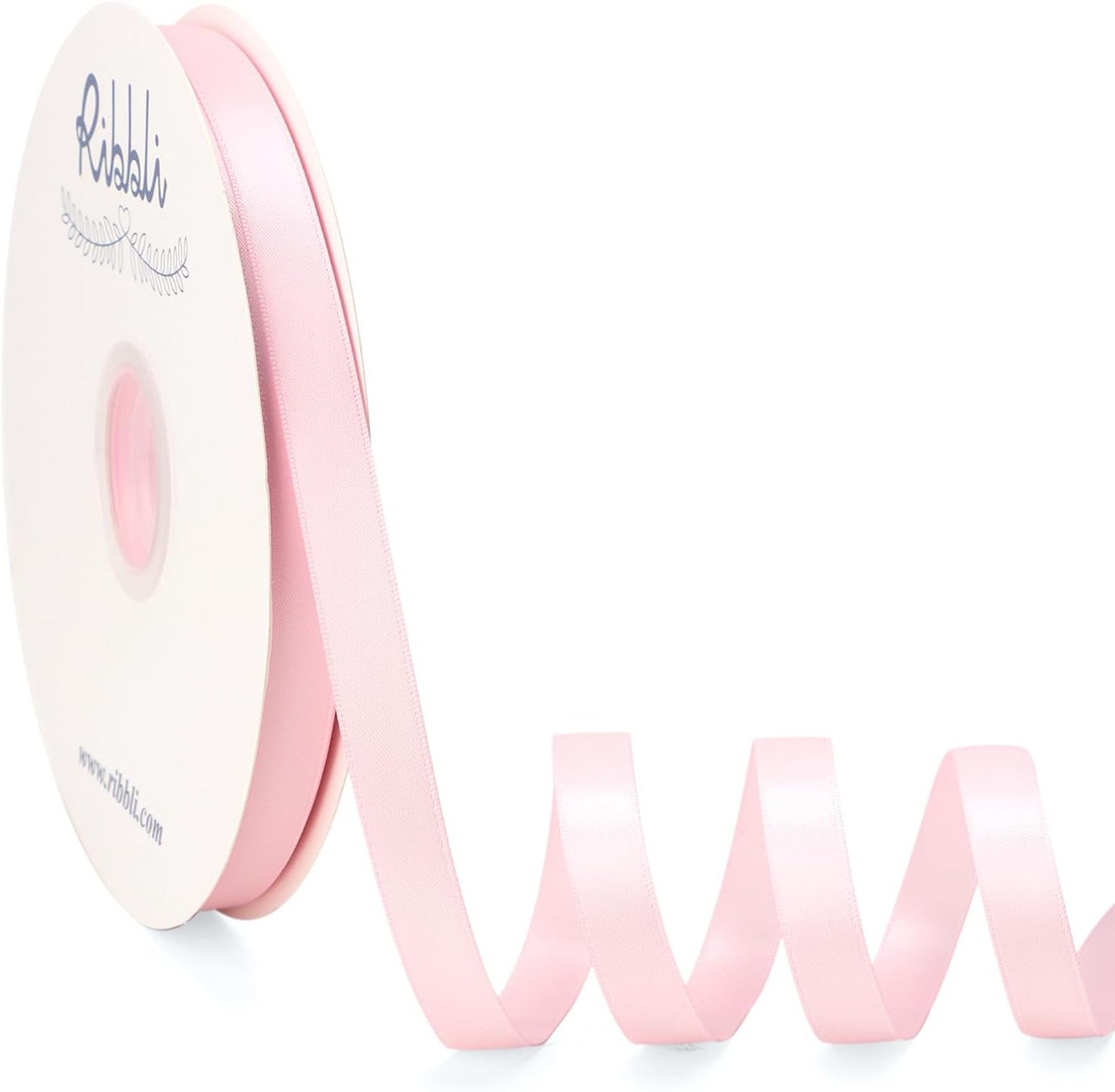 Ribbli Light Pink Satin Ribbon Double Faced Satin 1/2 Inch x Continuous 100 Yards-Baby Pink Ribbon for Gift Wrapping Crafts Wedding Decoration Bows Bouquet Floral Arrangement