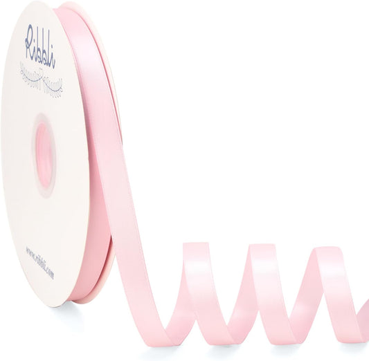 Ribbli Light Pink Satin Ribbon Double Faced Satin 1/2 Inch x Continuous 100 Yards-Baby Pink Ribbon for Gift Wrapping Crafts Wedding Decoration Bows Bouquet Floral Arrangement