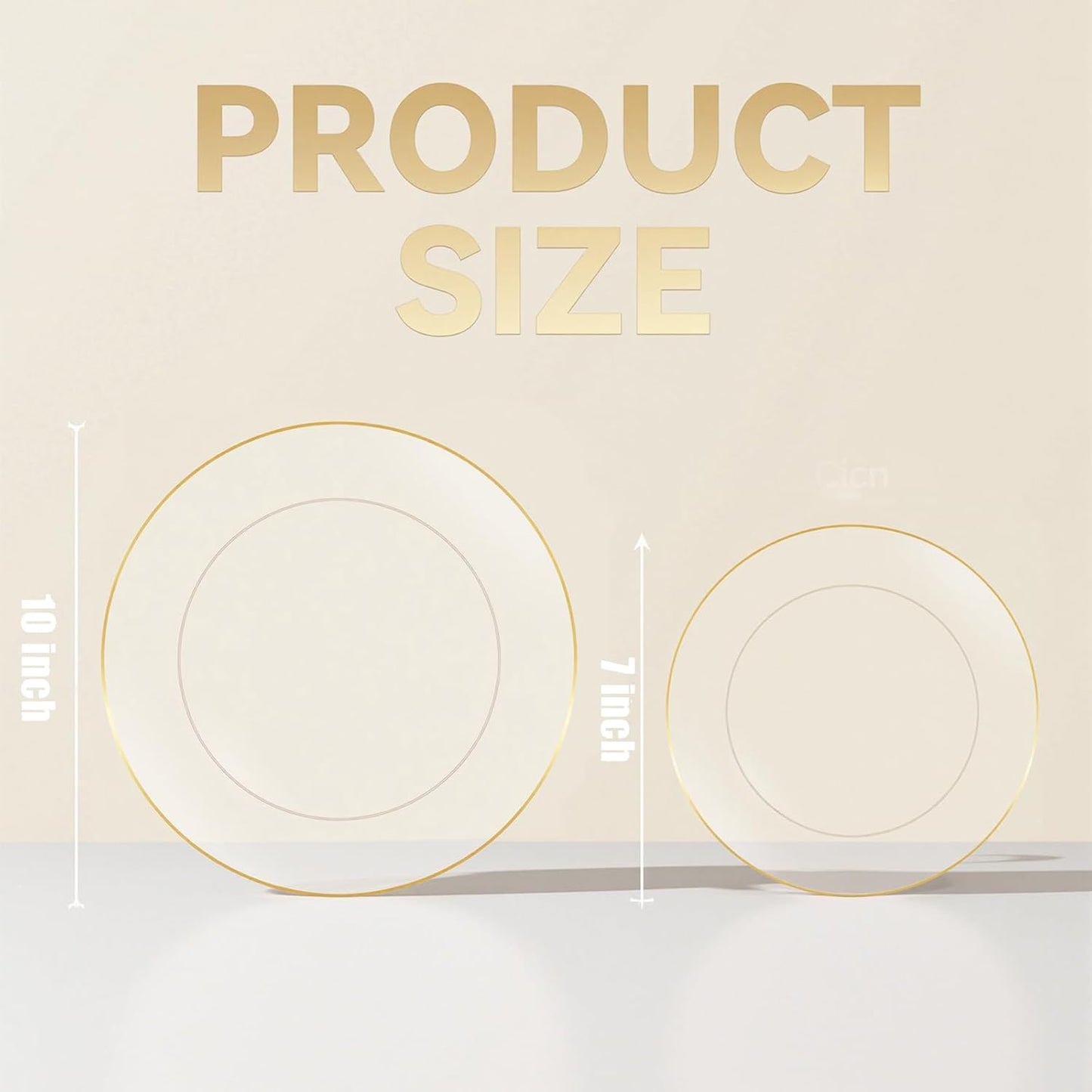 bUCLA 100PCS Clear and Gold Plastic Plates - Clear Disposable With Gold Rim Include 50 Each (10 inch Dinner & 7 inch Dessert) Plates, Ideal for Party & Thanksgiving