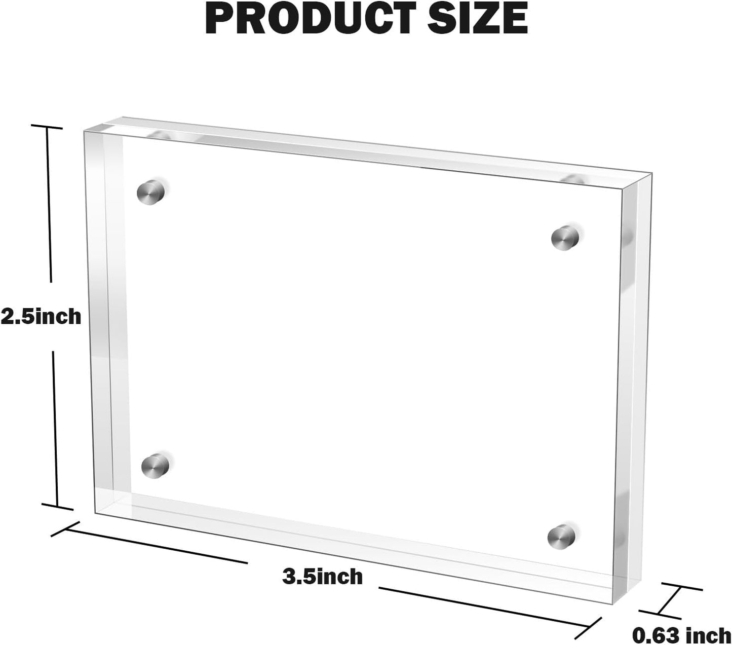 Small 2.5×3.5 Inches Acrylic Picture Frame(3 Pack)，Clear Magnetic Picture Frame for Wedding，Double Sided Frameless Photo Frame for Desktop Free Standing,Display Stand Picture mini Frame