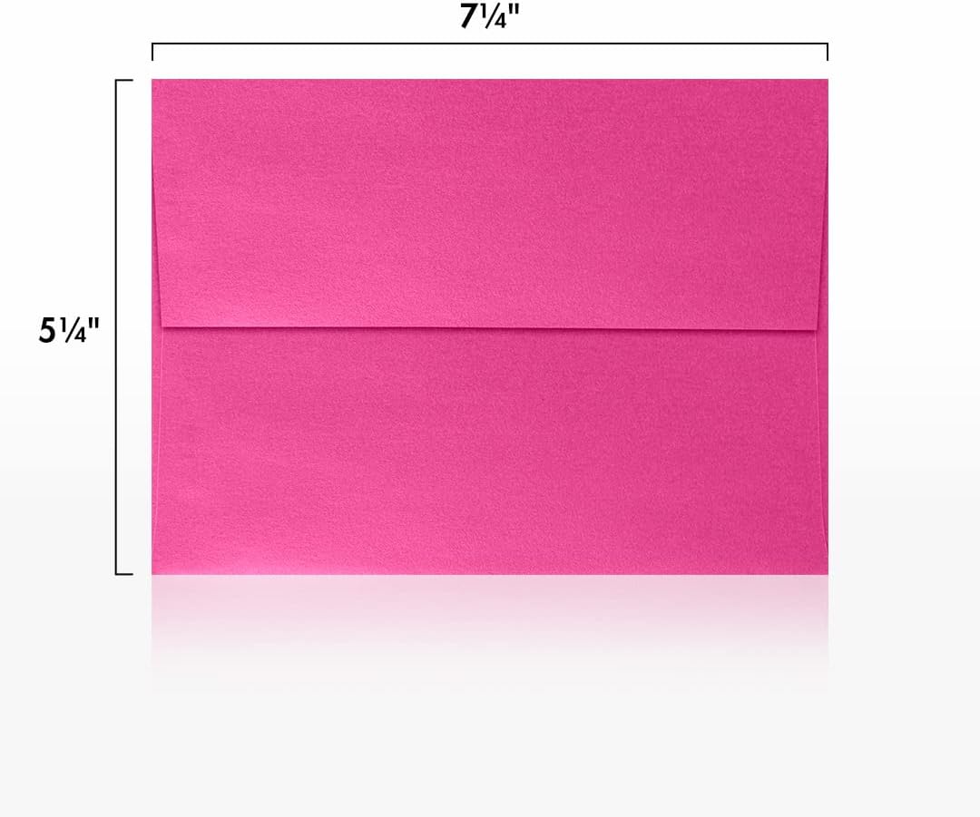 LUXPaper A7 Invitation Envelopes | Peel & Press | 5 1/4" x 7 1/4" | Azalea Metallic | 80lb. Text | 50 Qty