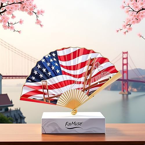 Folding Paper Hand Fan – Golden Gate Bridge Art Folding Fan, Decorative Handheld Paper Fan for Party, Wedding, Travel, Cooling, Home Décor, Gift & Collector Display