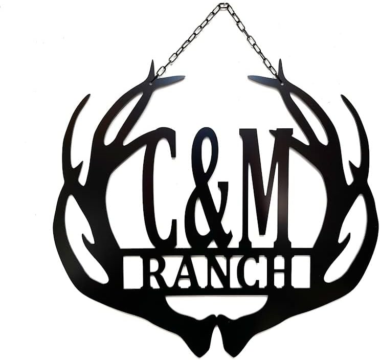 Personalized Couple Initial Last Name Sign For Outdoors or Inside, Custom Deer Buck Elk Antler Sign for Deer Hunting Couple Gift Wedding, Anniversary, New Home Cabin Rustic Ranch