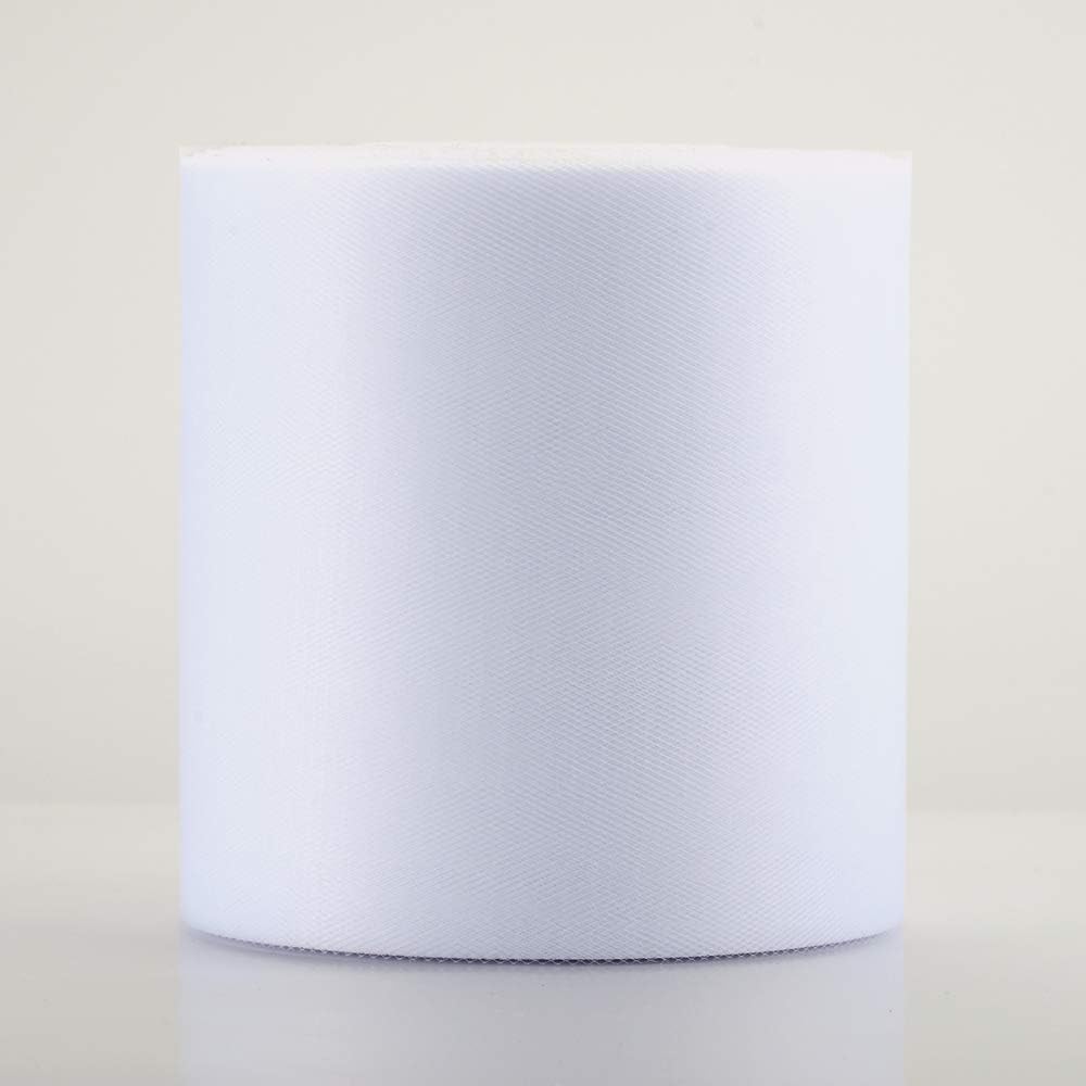 Tulle Rolls 6” by 100 Yards (300 feet) Tulle Roll Spool Fabric for DIY Tutu Skirts Wedding Baby Shower Crafts Decorations Party Supplies (White)