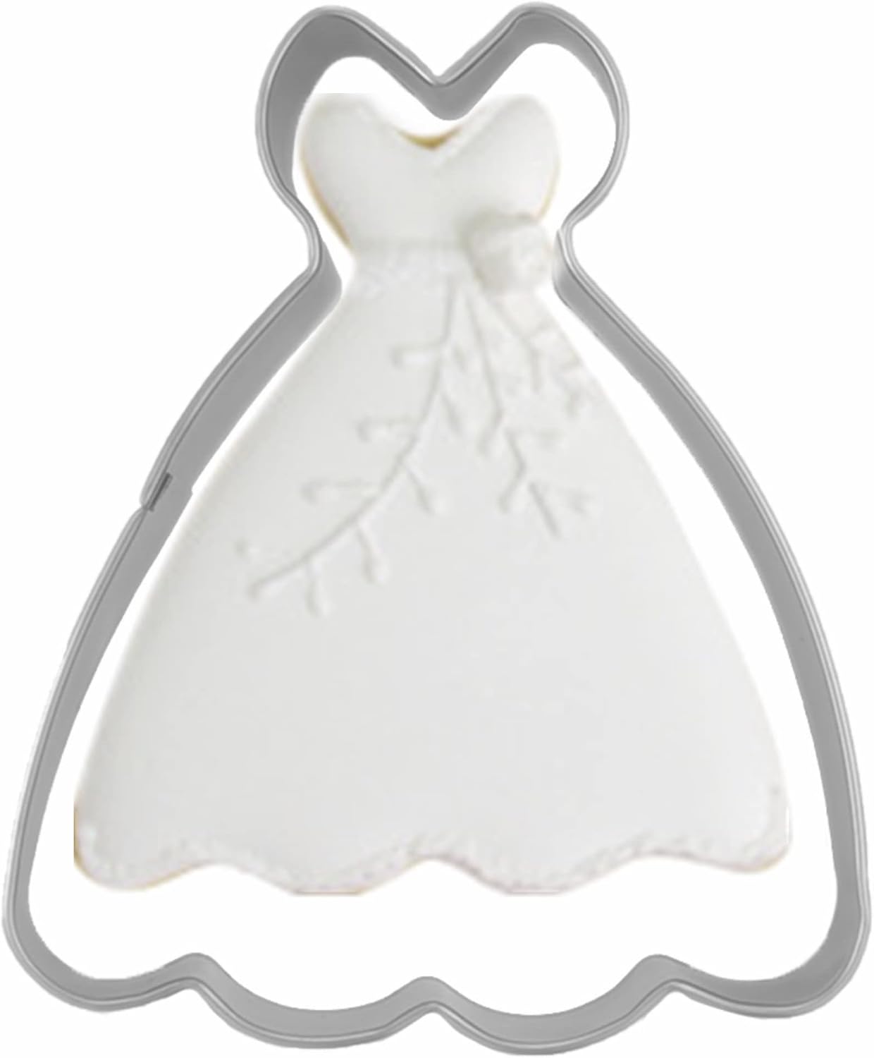 Large Size Dress Shaped Cookie Cutter, Stainless Steel Strapless Princess Dress Wedding Dress Cookie Cutter, 4.3 Inches