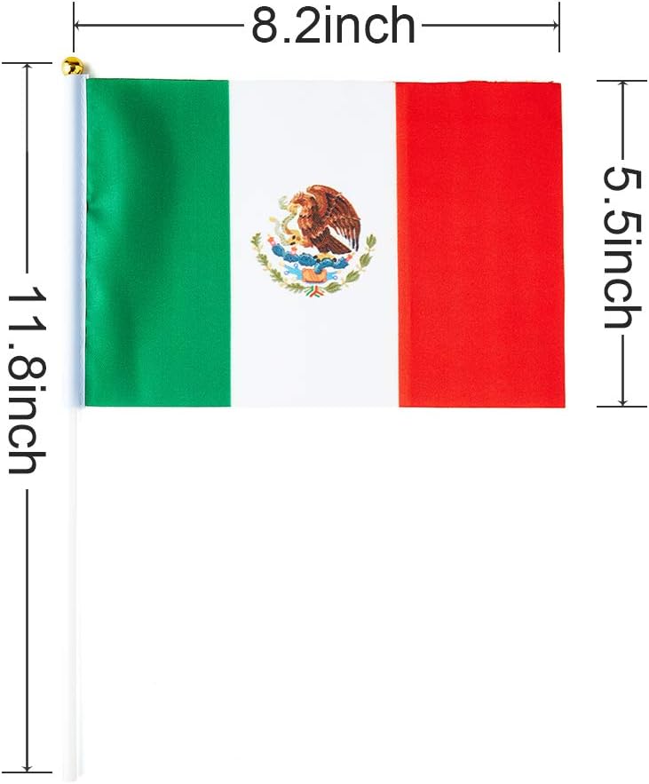 Mexico Flag Mexican Flag, Small Mini Handheld Mexico Flags on Stick, Ideal for Party Parades Sports Events Patriotic Festival Decorations